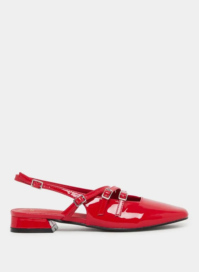 Styli Styli Plain Buckle Strap Singback Flat Shoes