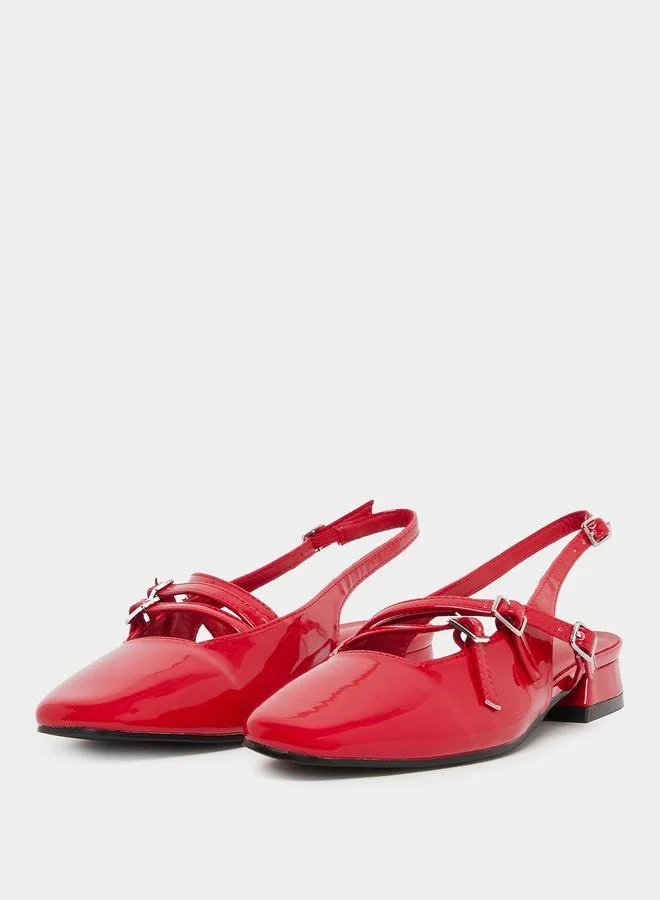 Styli Styli Plain Buckle Strap Singback Flat Shoes