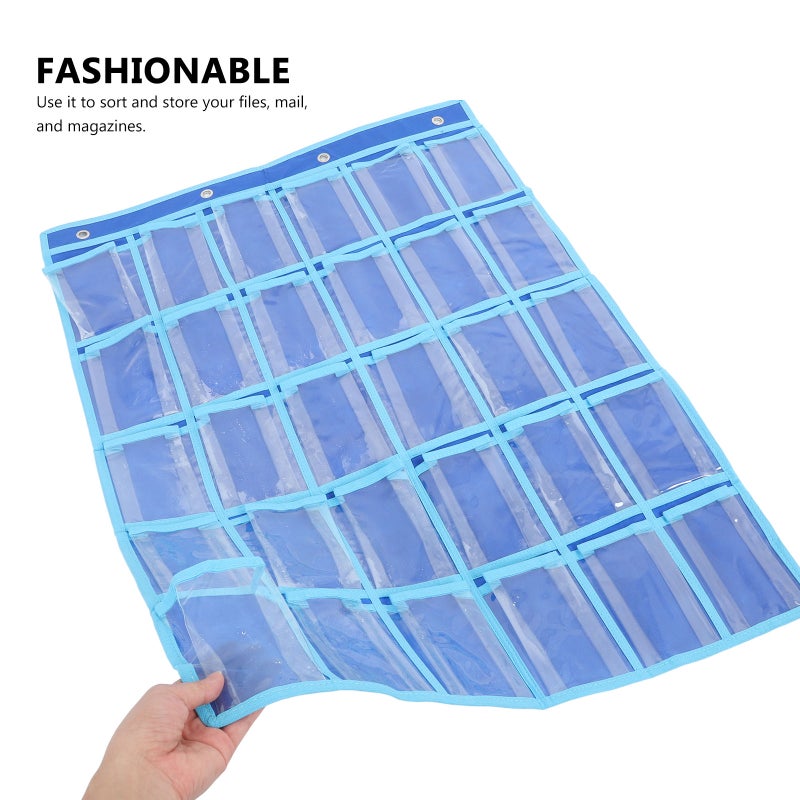 Clear Pockets Classroom Pocket Chart For Cell Phones Pocket Chart Organizer For Calculator Holder With Hooks And 30 Number Stickers Classroom Hanging Cell Phones Organizer - Image 3