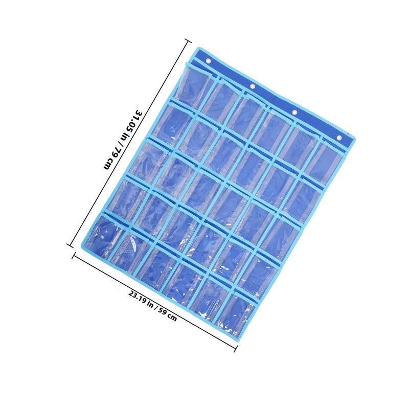Clear Pockets Classroom Pocket Chart For Cell Phones Pocket Chart Organizer For Calculator Holder With Hooks And 30 Number Stickers Classroom Hanging Cell Phones Organizer - Image 2