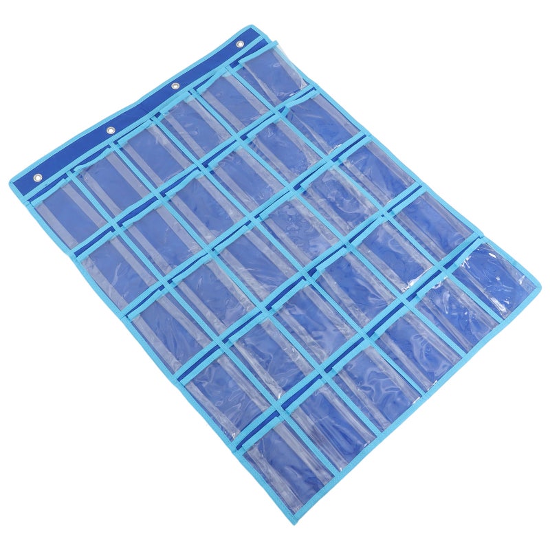 Clear Pockets Classroom Pocket Chart For Cell Phones Pocket Chart Organizer For Calculator Holder With Hooks And 30 Number Stickers Classroom Hanging Cell Phones Organizer - Image 1