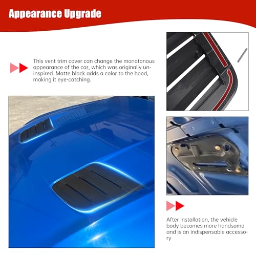 KAKABAS Hood Vent Cover Compatible with Ford Mustang ROUSH Model 2018 Accessories Machine Cover, 3D Decorative Panel, 2 Pcs Black - Image 4