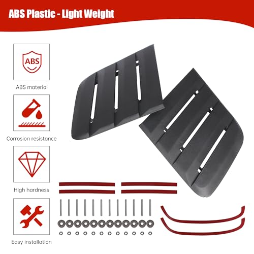 KAKABAS Hood Vent Cover Compatible with Ford Mustang ROUSH Model 2018 Accessories Machine Cover, 3D Decorative Panel, 2 Pcs Black - Image 2