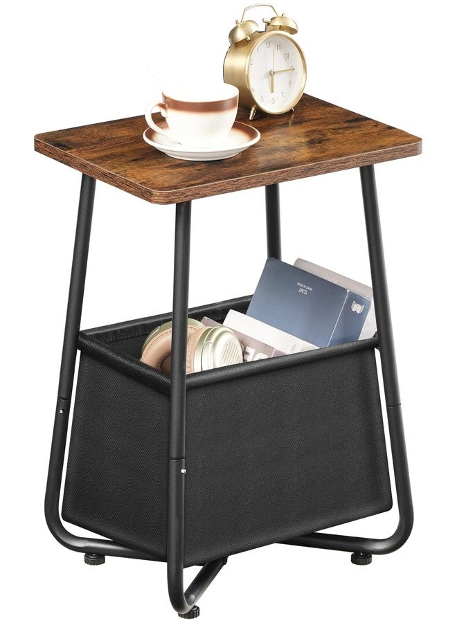 CHOEZON Side Table with Fabric Storage Basket, Small End Table for Small Spaces, Bedside Table, for Nursery, Living Room, Bedroom, Rustic Brown TBZ13BF - Image 1