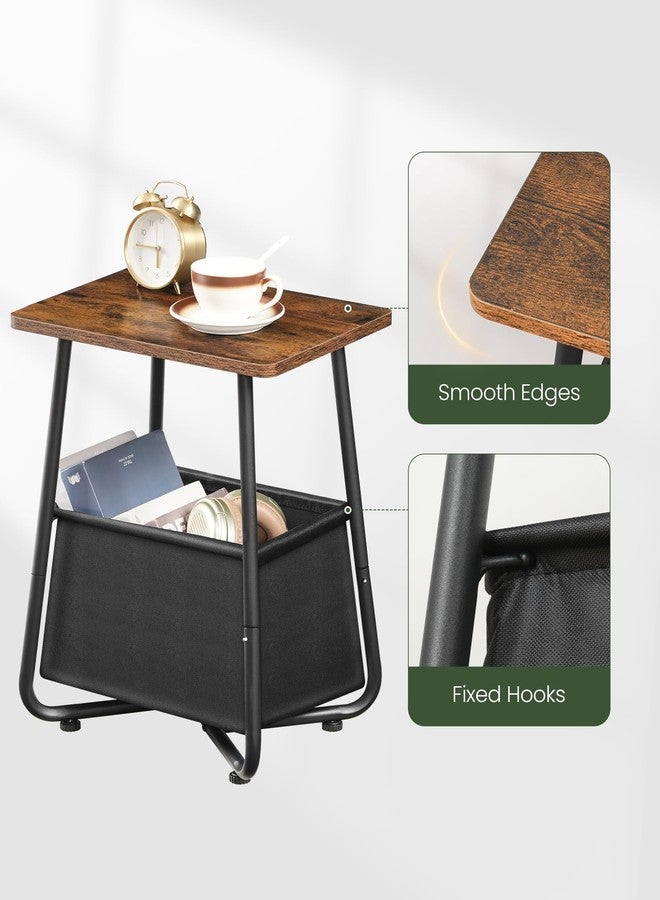 CHOEZON Side Table with Fabric Storage Basket, Small End Table for Small Spaces, Bedside Table, for Nursery, Living Room, Bedroom, Rustic Brown TBZ13BF - Image 5