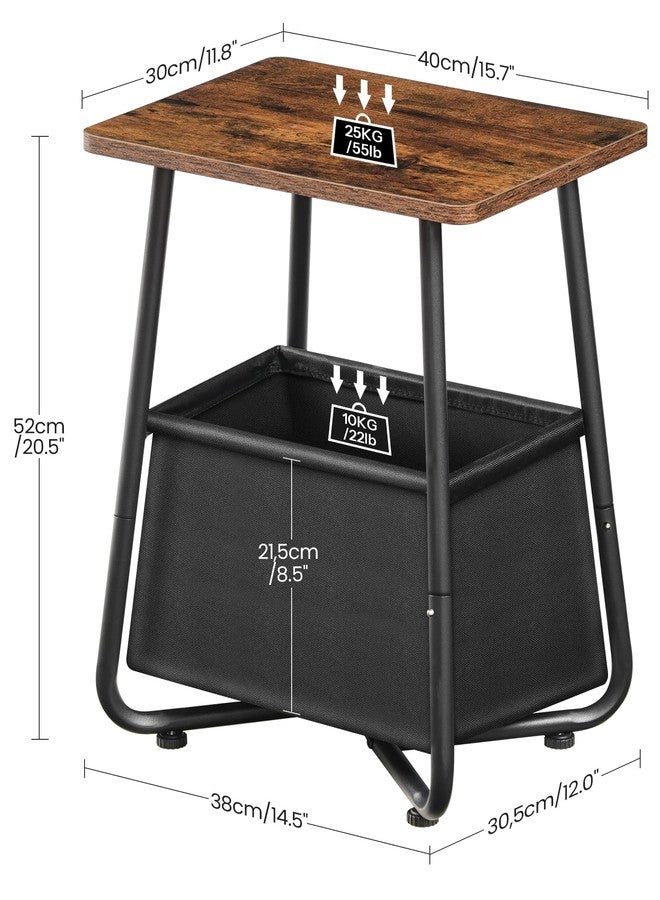 CHOEZON Side Table with Fabric Storage Basket, Small End Table for Small Spaces, Bedside Table, for Nursery, Living Room, Bedroom, Rustic Brown TBZ13BF - Image 3