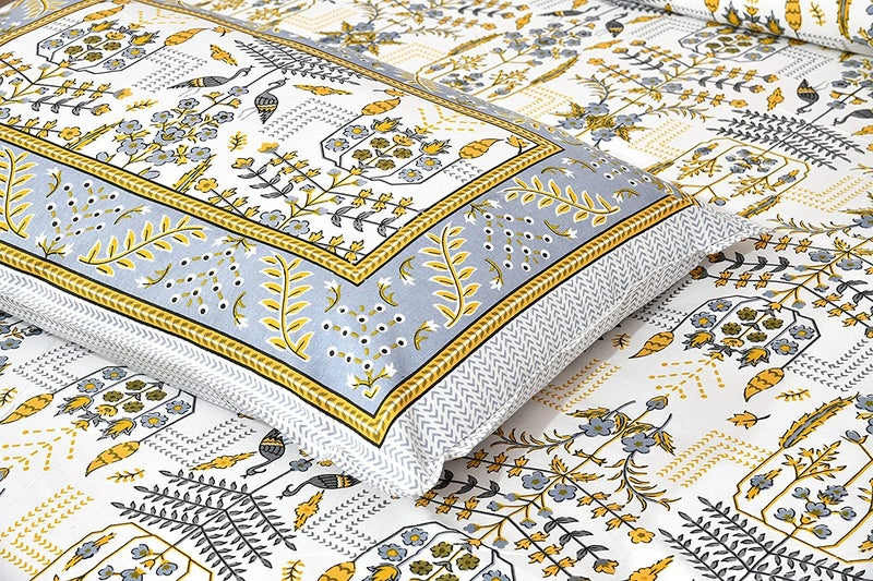 EasyGoods® Cotton Bedsheet for Single Bedsheet with 1 Pillow Cover 60x90 Inch, Handcrafted Bed Sheets (Beige) - Image 3