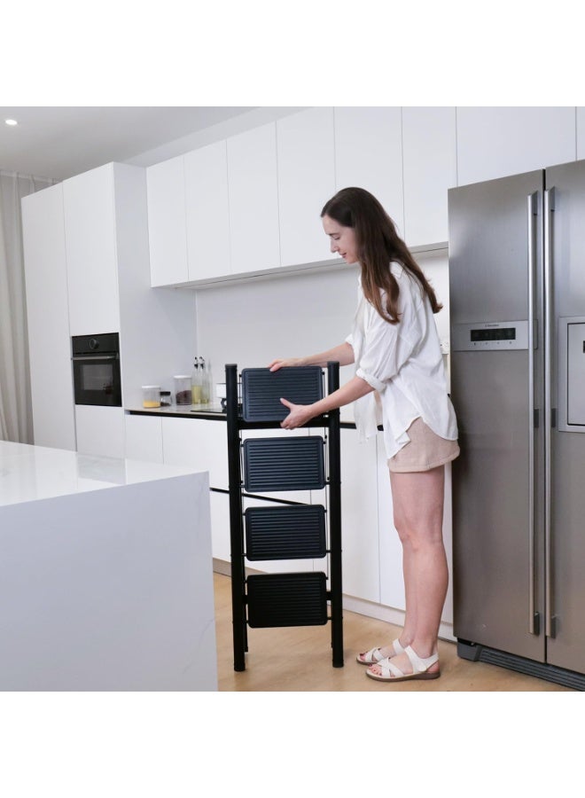 4-Step Folding Step Ladder – Heavy-Duty 330 lbs Capacity Step Stool for Adults – Portable Closet Step Stool with Anti-Slip Wide Pedals – Sturdy Folding Ladder for Home, Kitchen, and Office - Image 2