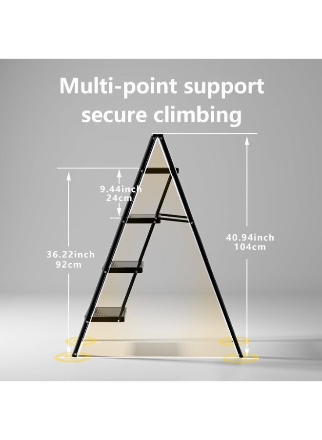 4-Step Folding Step Ladder – Heavy-Duty 330 lbs Capacity Step Stool for Adults – Portable Closet Step Stool with Anti-Slip Wide Pedals – Sturdy Folding Ladder for Home, Kitchen, and Office - Image 3