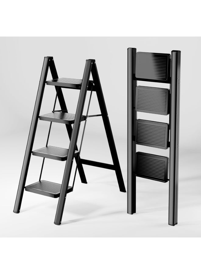 4-Step Folding Step Ladder – Heavy-Duty 330 lbs Capacity Step Stool for Adults – Portable Closet Step Stool with Anti-Slip Wide Pedals – Sturdy Folding Ladder for Home, Kitchen, and Office - Image 1