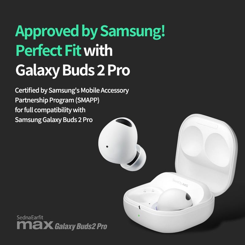 AZLA SednaEarfit MAX for Galaxy Buds 2 Pro Phantom Black (ML), Earbud Tips for Wireless Headphones, Noise Canceling Earbuds Replacement Tips, Samsung-Certified Eartips for Galaxy Buds 2 Pro - Image 4