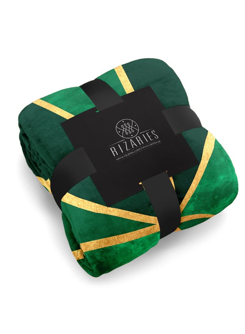 RIZARIES Soft Green Geo Metallic Sofa Blanket Throw - Image 2