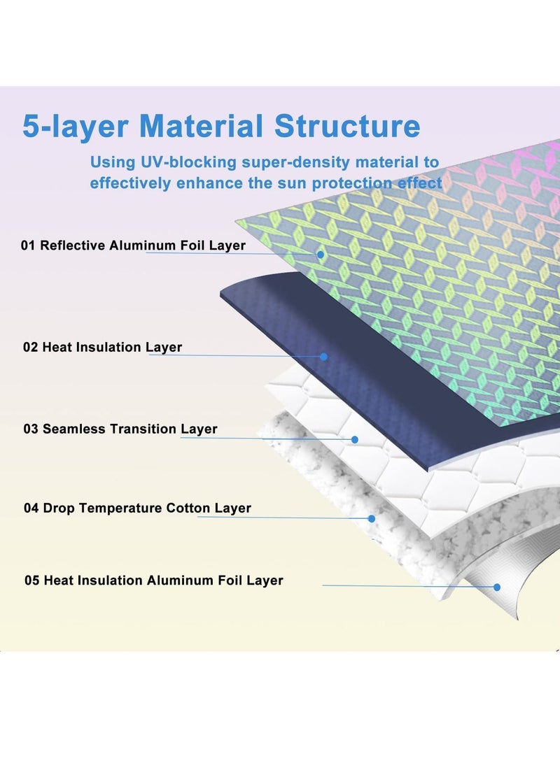Car Windshield Sunshade, Accordion Foldable Front Sun Shade 5-Layer UV Protection Auto Visor Cover Iridescent Bling Heat Reflector - Image 3
