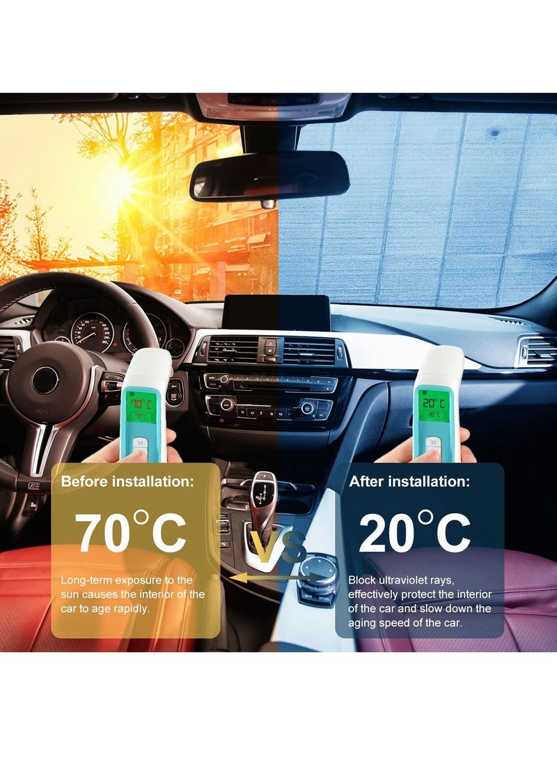 Car Windshield Sunshade, Accordion Foldable Front Sun Shade 5-Layer UV Protection Auto Visor Cover Iridescent Bling Heat Reflector - Image 5