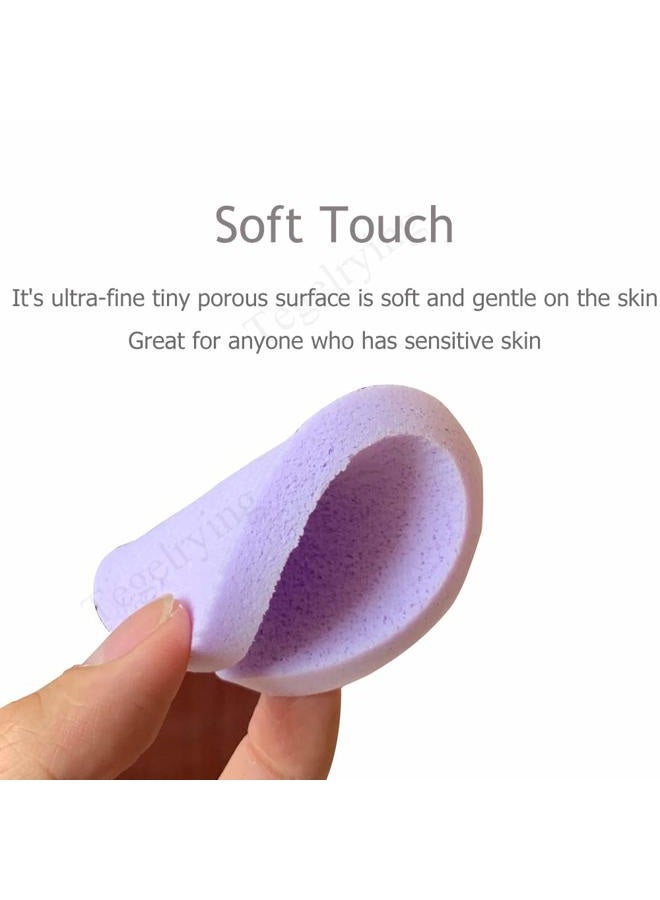 Tegelrying Facial Sponge Compressed,60 Pcs PVA Professional Makeup Removal Wash Round Face Sponge Pads Exfoliating Cleansing for Women,Purple - Image 3