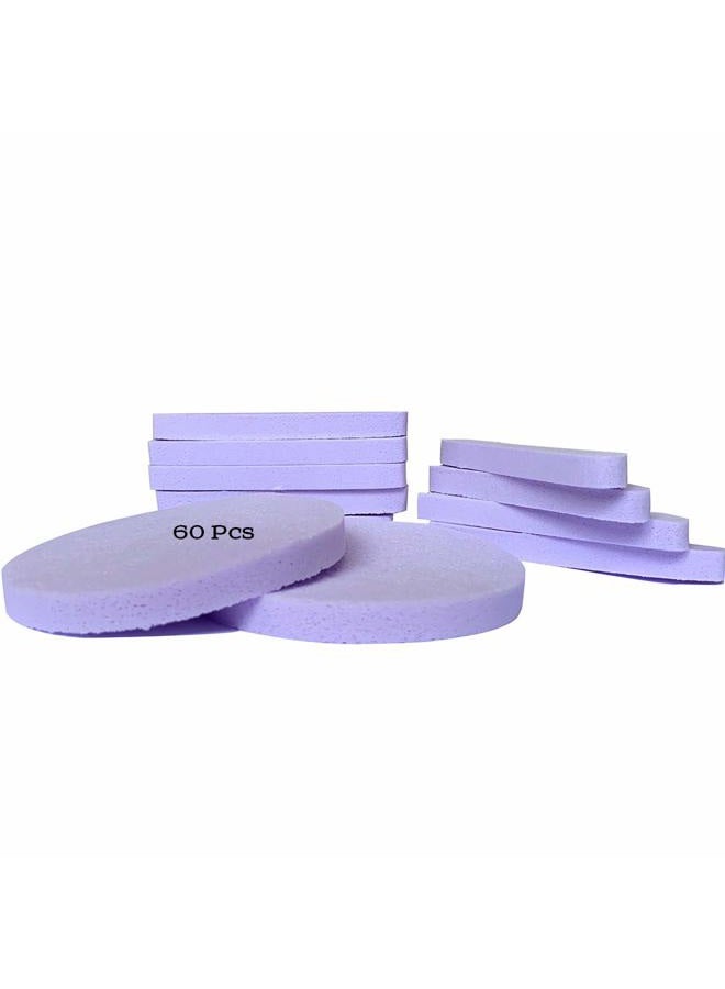 Tegelrying Facial Sponge Compressed,60 Pcs PVA Professional Makeup Removal Wash Round Face Sponge Pads Exfoliating Cleansing for Women,Purple - Image 1