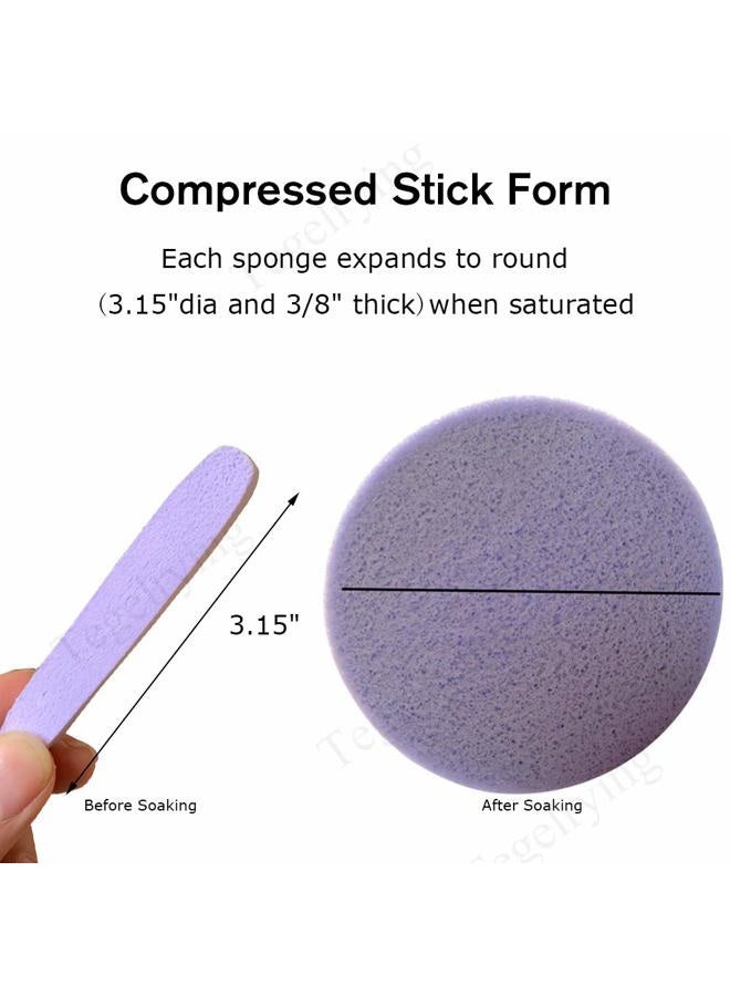 Tegelrying Facial Sponge Compressed,60 Pcs PVA Professional Makeup Removal Wash Round Face Sponge Pads Exfoliating Cleansing for Women,Purple - Image 2
