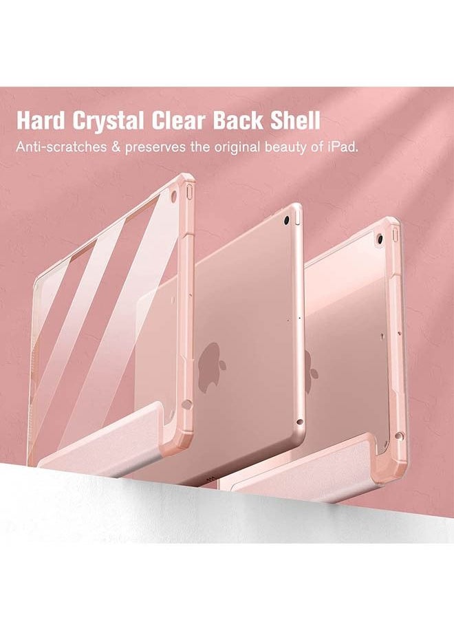 Hybrid Slim Case for iPad 9th/8th/7th Generation (2021/2020 / 2019) 10.2 inch [Built-in Pencil Holder] Shockproof Cover with Clear Transparent Back Shell Auto Sleep Wake