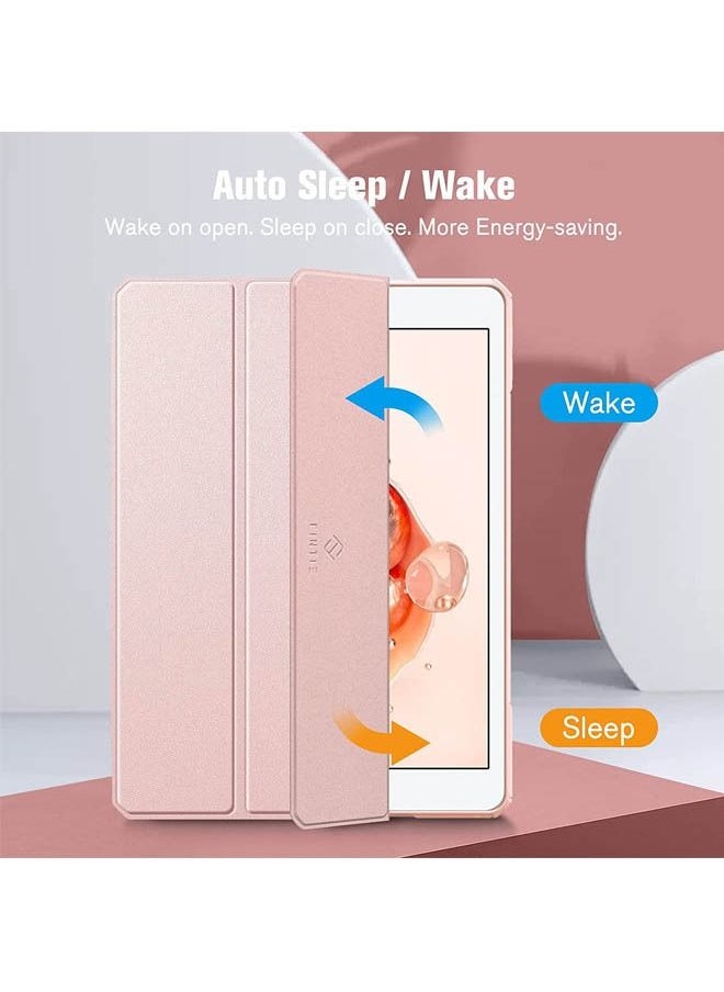 Hybrid Slim Case for iPad 9th/8th/7th Generation (2021/2020 / 2019) 10.2 inch [Built-in Pencil Holder] Shockproof Cover with Clear Transparent Back Shell Auto Sleep Wake