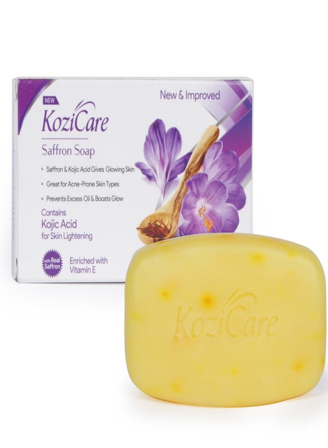 Kozicare Saffron Soap with Kojic Acid & Vitamin E | Skin Brightening & Glow | Helps Reduce Acne Marks, Oil & Pigmentation | Real Saffron Bath Bar for Men & Women | 75 g - Image 1