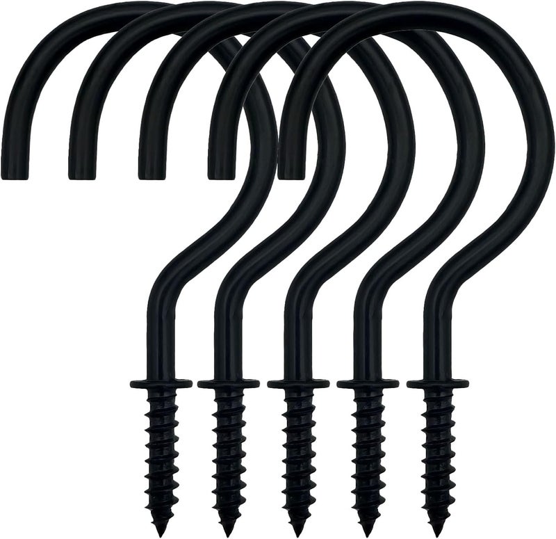 IDEALSV 2" Cup Screw Hooks Black Ceiling Hooks Mug Hook 20 Pcs Screw-in Hooks,Christmas Lights and Curtain,Kitchen,Plants Hanger Outdoor/Indoor - Image 1