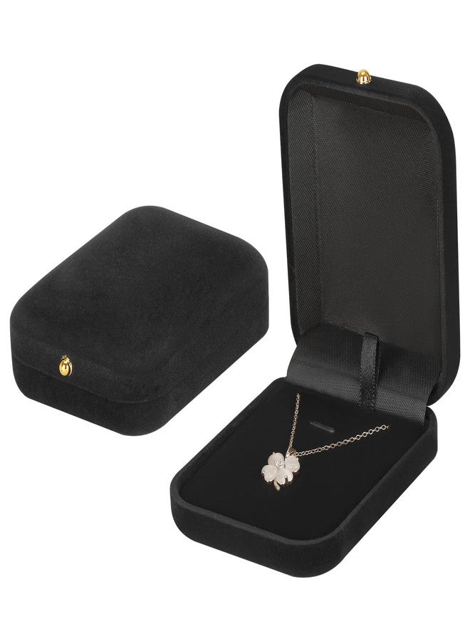 KUKUVR 2 Pieces Velvet Necklace Pendant Box, Elegant Jewelry Gift Holder Case for Women (Black) - Image 1