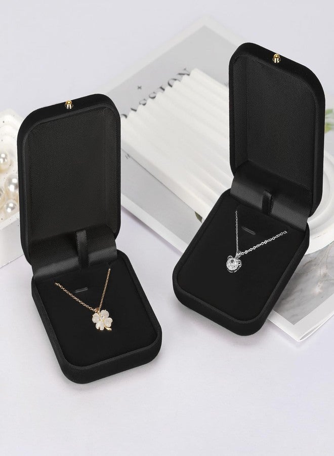 KUKUVR 2 Pieces Velvet Necklace Pendant Box, Elegant Jewelry Gift Holder Case for Women (Black) - Image 4