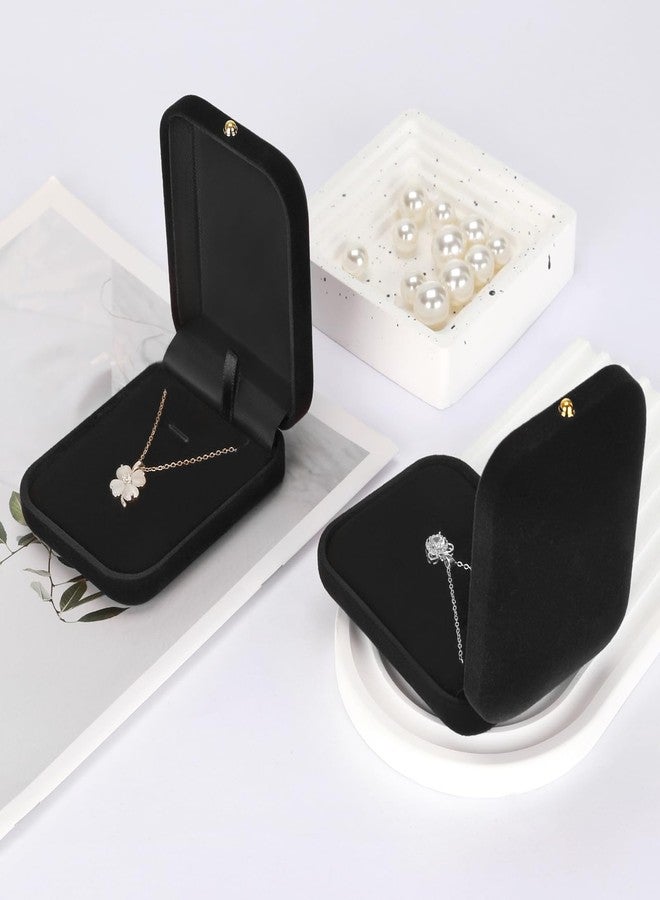 KUKUVR 2 Pieces Velvet Necklace Pendant Box, Elegant Jewelry Gift Holder Case for Women (Black) - Image 3