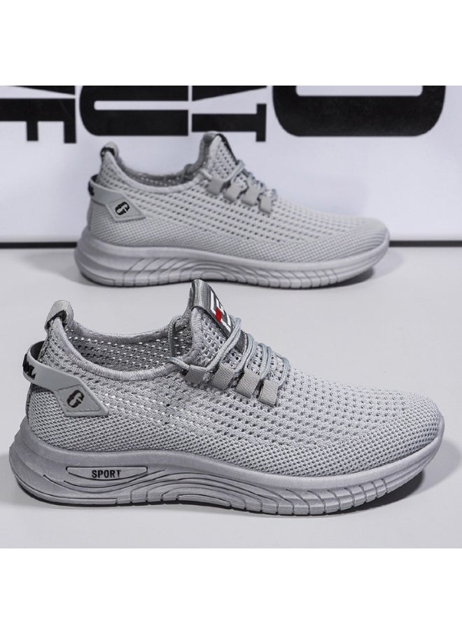 NIBEMINENT Summer Men's Running Shoes Fashion Mesh Casual Thick Sole Lightweight Sports Shoe Breathable Round Head Lace-up Sneakers  - Image 1