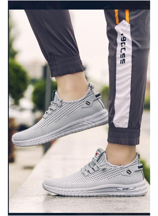 NIBEMINENT Summer Men's Running Shoes Fashion Mesh Casual Thick Sole Lightweight Sports Shoe Breathable Round Head Lace-up Sneakers  - Image 2