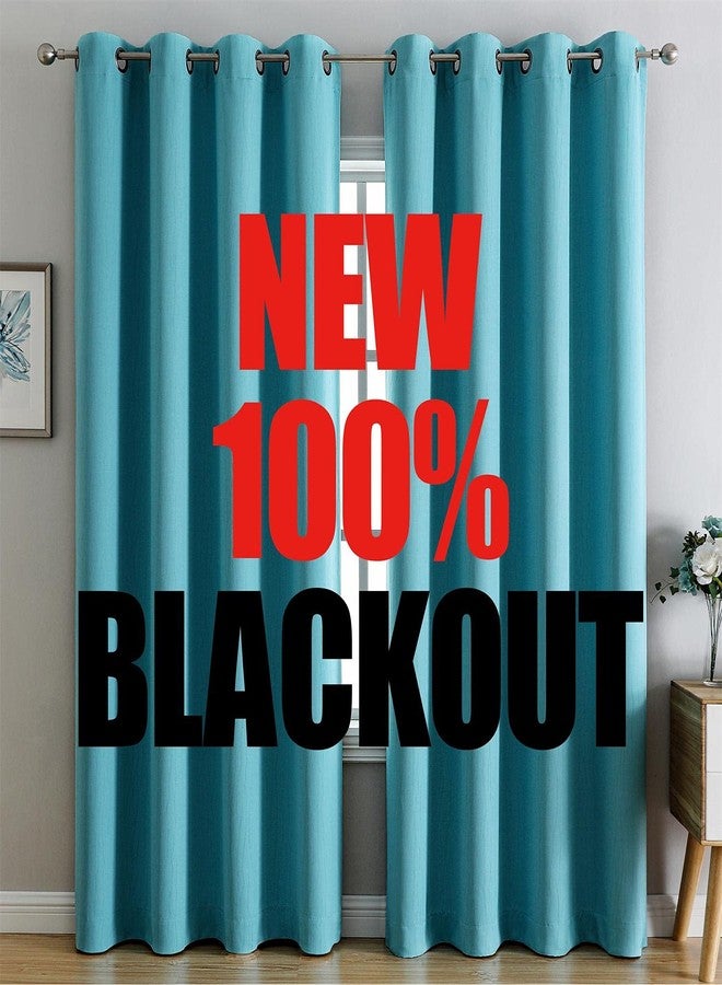 G2000 100% Blackout Curtains for Bedroom Living Room 84 Inches Long Turquoise Room Darkening Window Grommet Thermal Lined Insulated Light Blocking Noise Reducing 2 Panels - Image 1