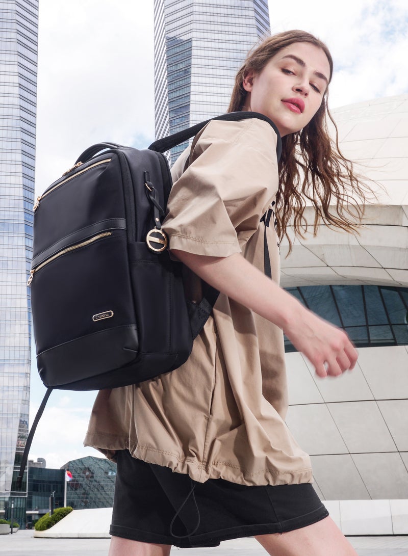 Chantria Premium Durable Water-Resistant Computer Backpack for Women Multifunctional Anti-Theft Lightweight Daypack for Casual Travel School College, CB00766- Black - Image 4