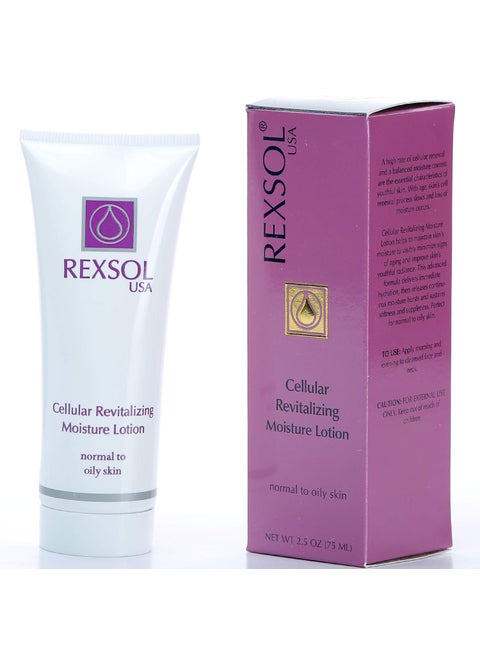 REXSOL Cellular Revitalizing Moisture Lotion Normal to Oily Skin  With Aloe Vera Gel Chamomile Extract  Calendula Officinalis Extract  Helps to maintain signs of aging 75 ml  25 fl oz
