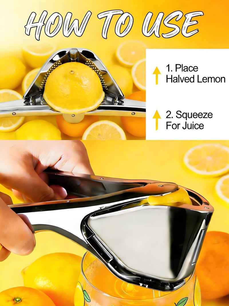 iStarcas Lemon Squeezer, Stainless Steel Lemon Juicer, Hand Juicer, Manual Citrus Squeezer, Handheld Squeeze Lemons Citrus Lime Orange (Silver) - Image 4