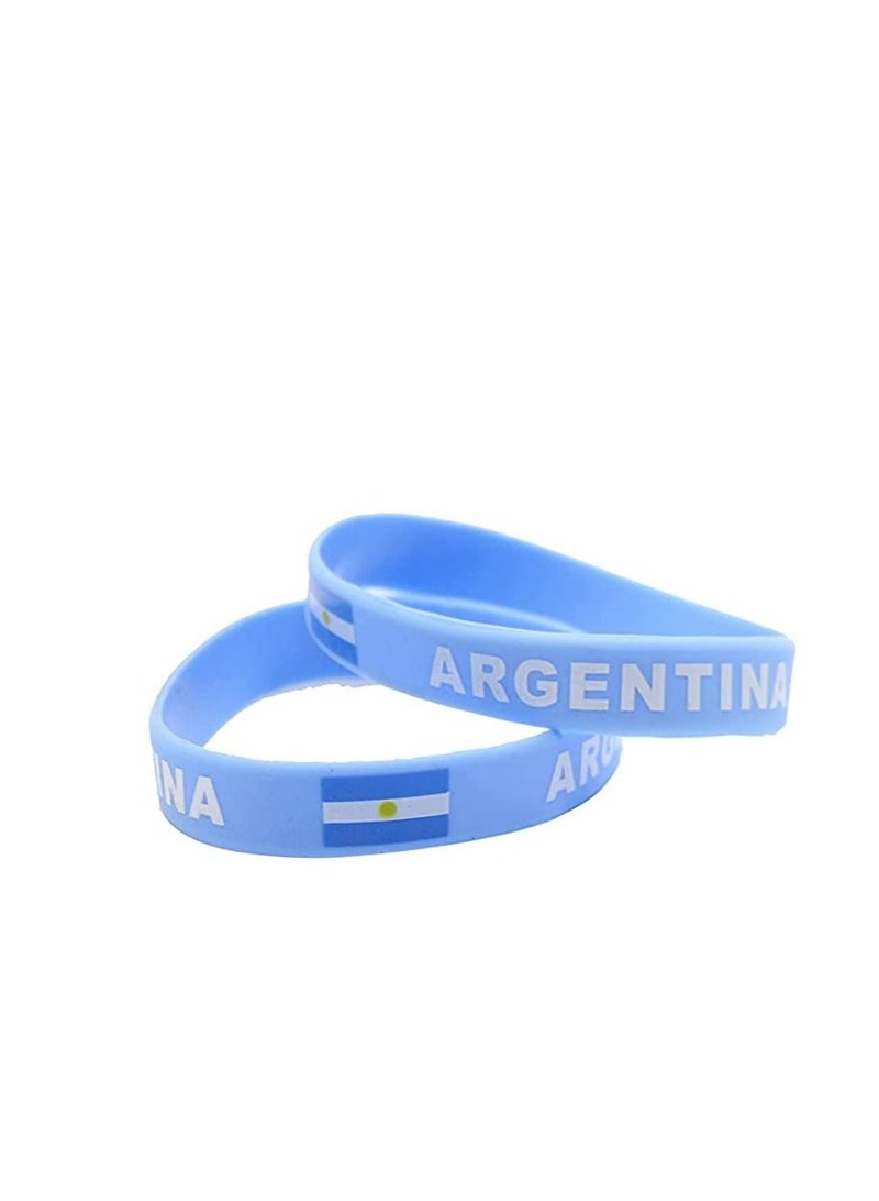 2 pcs of Argentina Soccer Silicone Wristbands Sports Accessories for Unisex Sports Fan