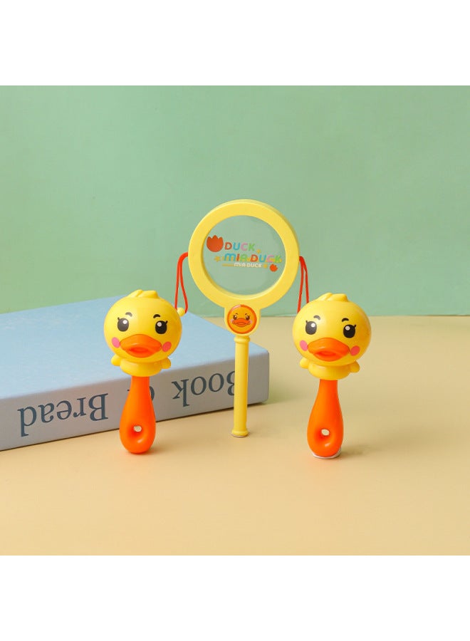 Rattle Newborn Baby Toys 0 To 3 Months Old 1 Educational Early Education 3 6 Baby Head Grip Training Sand Hammer-Color:Duck Sand Hammer 2 + Rattle - Image 1