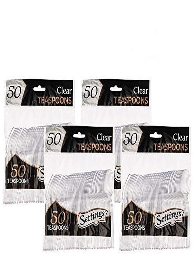 Settings [200 Count] Settings Plastic Clear Teaspoons, Heavyweight Disposable Cutlery, Great For Home, Office, School, Party, Picnics, Restaurant, Take-out Fast Food, Outdoor Events, Or Every Day Use, 4 Bags - Image 1