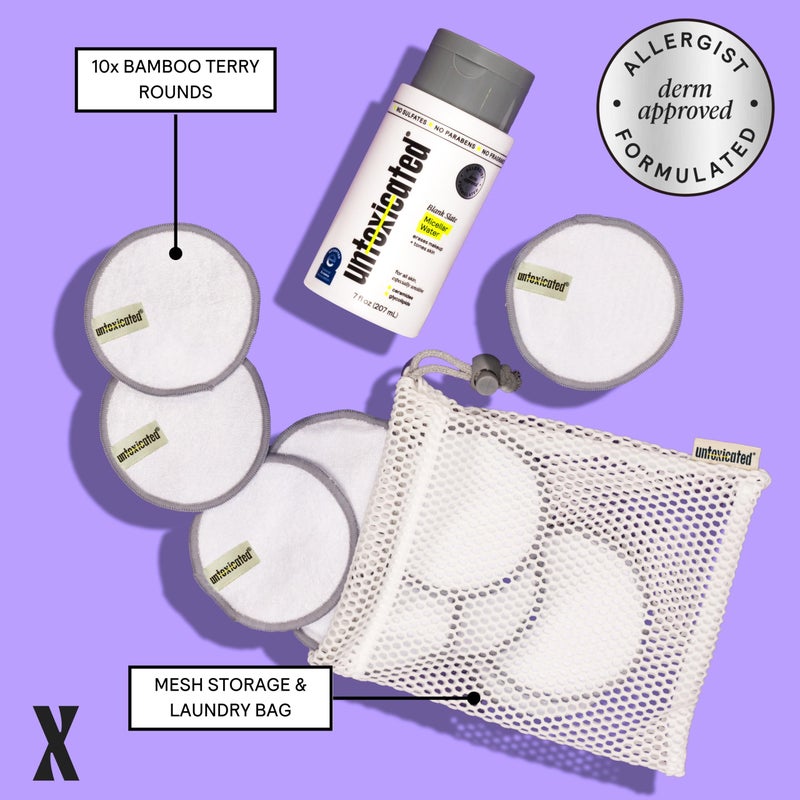 Untoxicated Ultra Soft Cleansing Pads - Double-Layered Reusable Bamboo Terry Rounds - Makeup Removal & Skincare for Sensitive Skin - Soft & Durable - Includes Washable Storage Bag - 10CT - Image 2