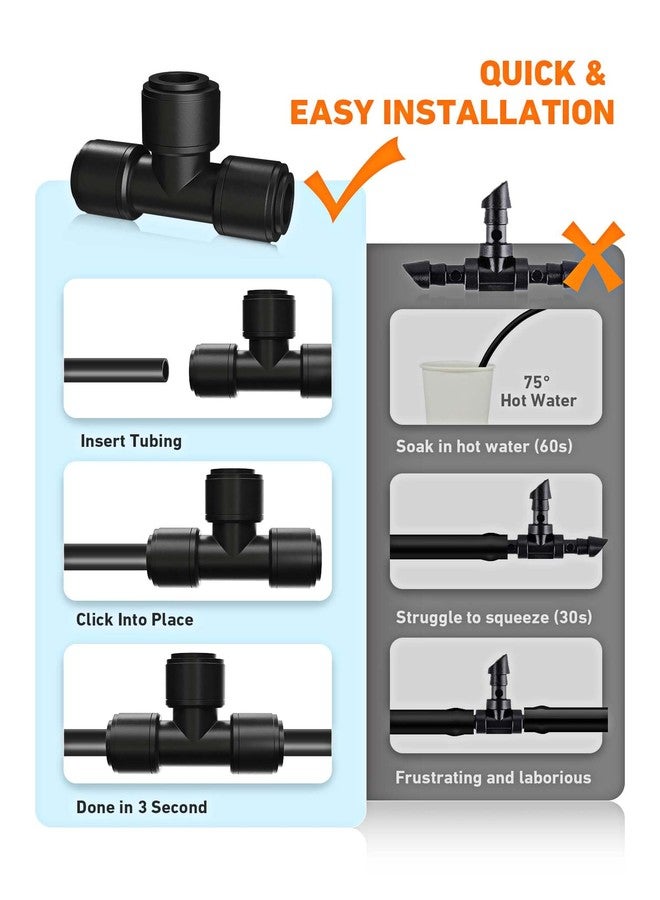 EVOULTES 16 Pack 1/4" Quick Connect Drip Irrigation Tee Fittings for 1/4 Inch Irrigation Tubing, Leak Free Fitting for Drip Irrigation System, Durable & Easy to Install for Gardens & Farms - Image 4