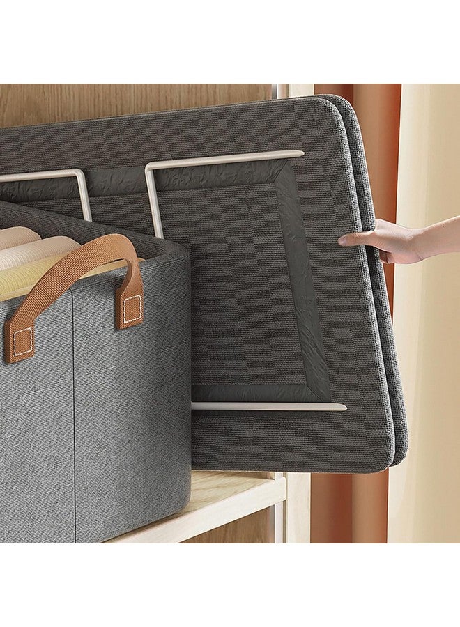 JUGTE JUGTE Wardrobe Organizer for Clothes with Metal Frame Rectangle Storage Basket or Organizing Toys, Books, Shelves, Closet, Large Storage Box with Handles Storage Bins Shelf Storage (6)  - Image 2