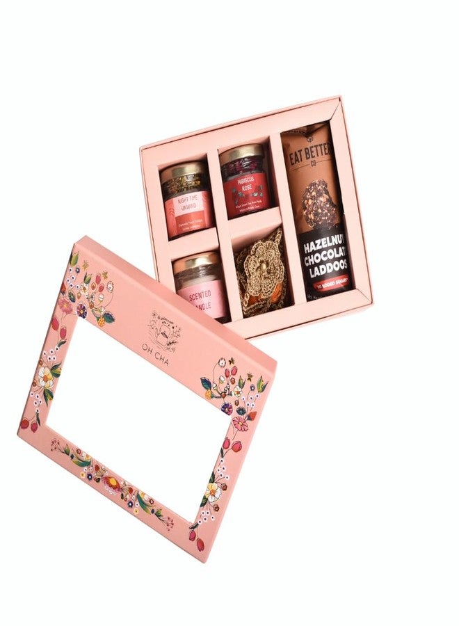 OH CHA - Rakhi Gift for Bhabi | Gift Box with 2 Teas, Rakhi, Moli, Chawal, Scented Candle, Chocolate Hazlenut Laddoo, Personalized Note | Rakhi Gift Hamper for Bhabhi, Sister | Rakshabandhan Gift - Image 2