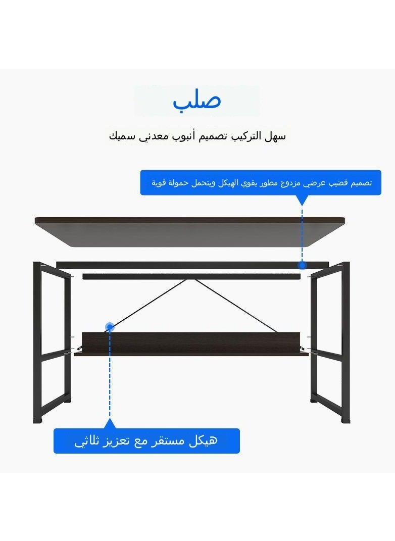 C&C Home - Computer Desk with Bookshelf Modern Sturdy Writing Desk Table - Image 1