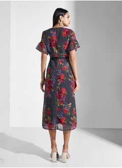 Hope & Ivy Floral Print Dress With Contrast Lace Detail  - Image 2