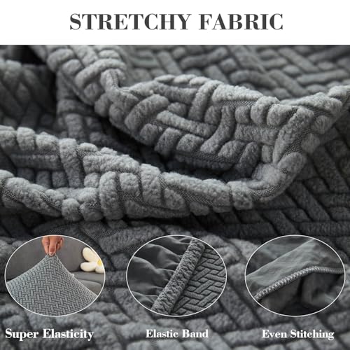 Disayu Couch Cushion Covers for Sectional Sofa Magic Sofa Covers Couch Covers Universal Sofa Covers Washable Stretch Slipcovers (Texture Gray,Back Cover M) - Image 5