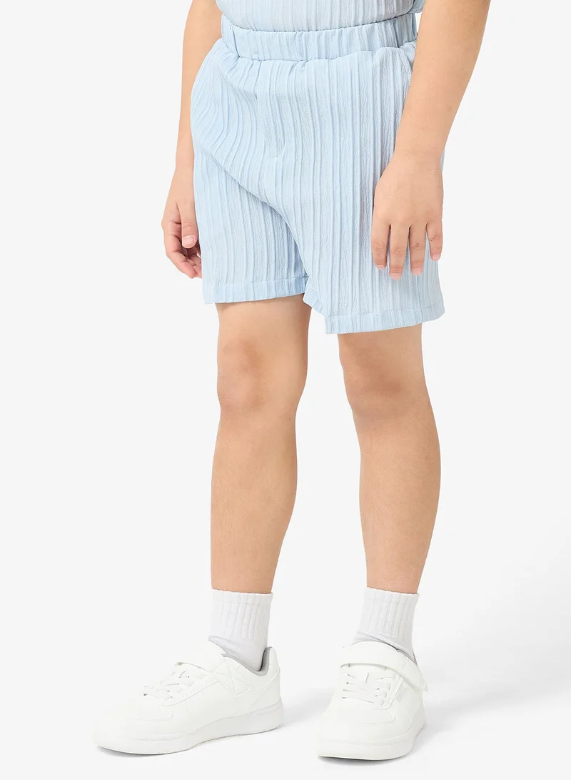 Pinata  Blue Textured Shirt and Short Set for Men | Best Price UAE