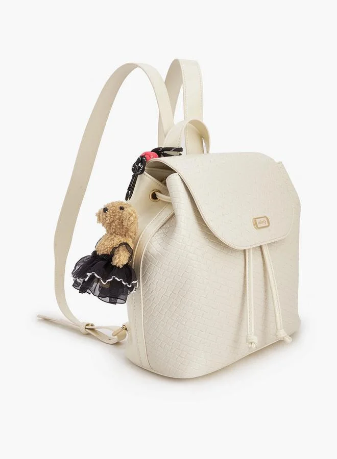 MISSY BEIGE Missy Backpack With Multiple Charms With Waffle Embossing for Women | Best Price UAE
