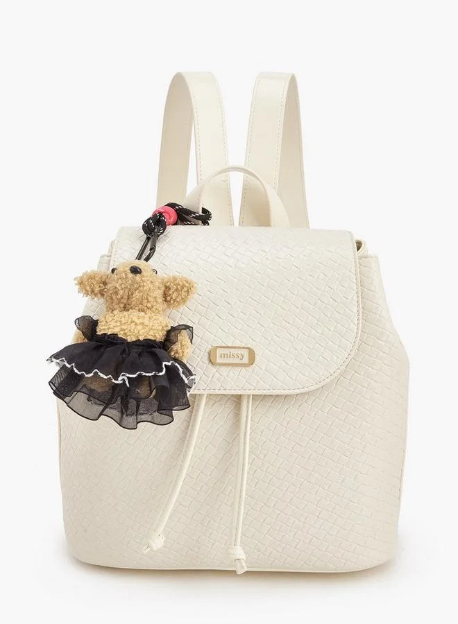 ميسي Missy Backpack With Multiple Charms With Waffle Embossing