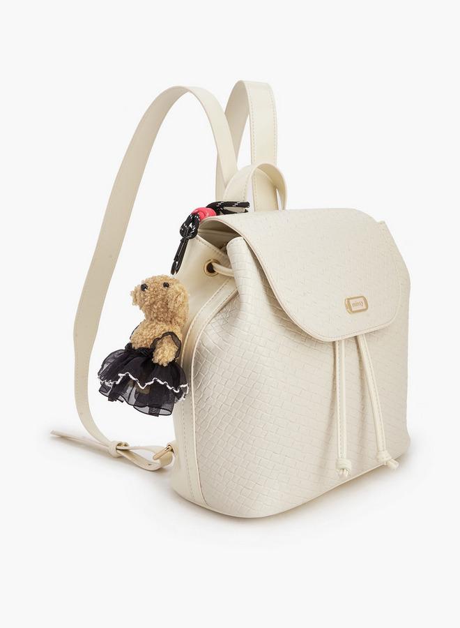 Missy Backpack With Multiple Charms With Waffle Embossing - Image 4
