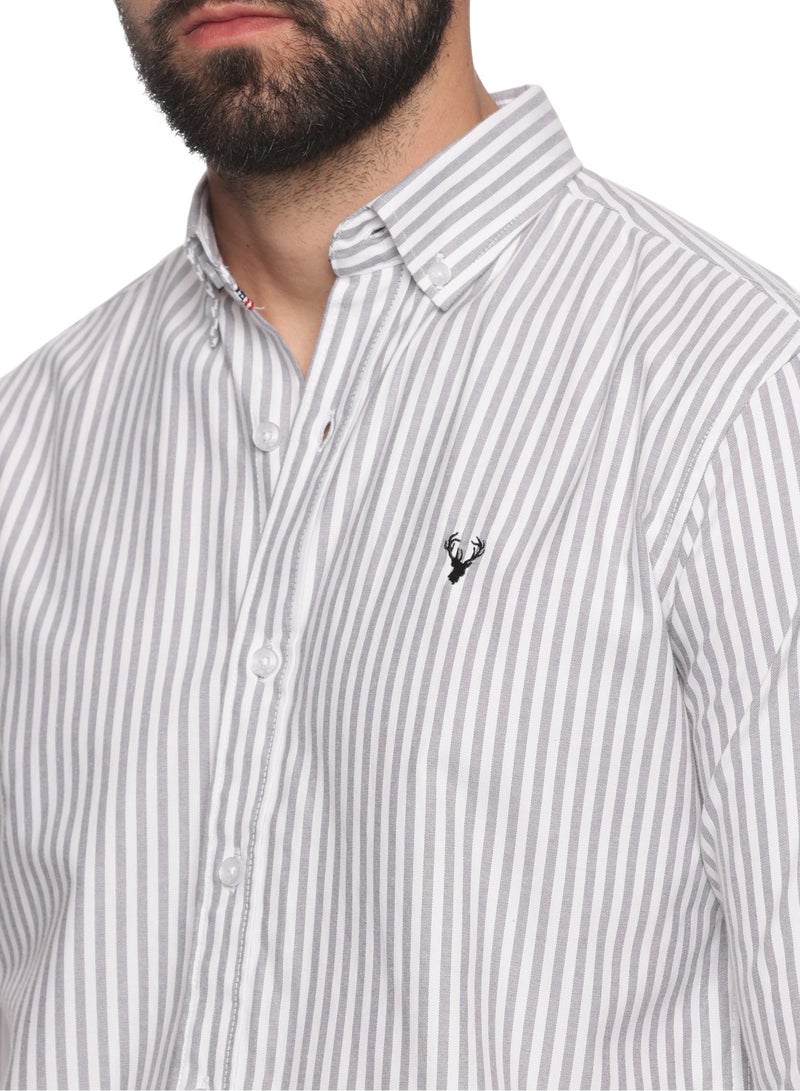 U.S. ELK Men's Button Down Shirt | Casual Slim Fit Shirt | Long Sleeve Oxford Shirts For Men | Smart Fit Cuff - Image 5