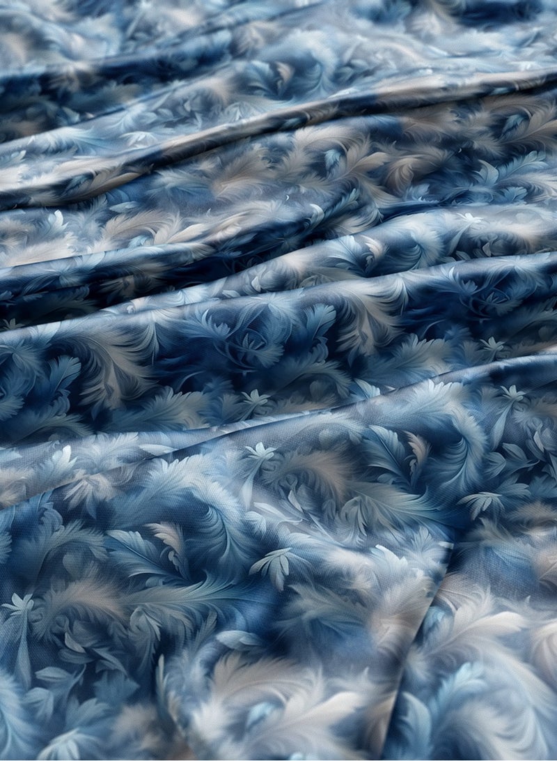 فيلاتو Ø¬Ù„Ø§Ø¨ÙŠØ© Ù…Ø®ÙˆÙŠØ± Ø¨ØªØµÙ…ÙŠÙ… Ø£Ù†ÙŠÙ‚ Ù…Ù† Ø±ÙŠØ´ Ø£Ø²Ø±Ù‚ Ø£Ø¨ÙŠØ¶ Ù…Ù† Ù‚Ù…Ø§Ø´ Ø­Ø±ÙŠØ± Ø§Ù„Ù„ÙŠÙ„ Ø¹Ø±Ø§Ù…Ù†ÙŠ Ø¨Ø§Ù„ÙŠØ§Ø±Ø¯Ø©ØŒ Ø¹Ø±Ø¶ 58 Ø¨ÙˆØµØ© - Image 3